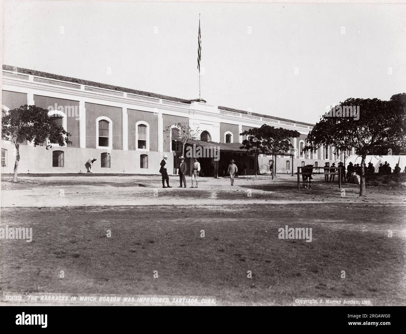 c.1900 photograph - Cuba: barracks, Santiago, where US admitral Hobson imprisoned. Stock Photo