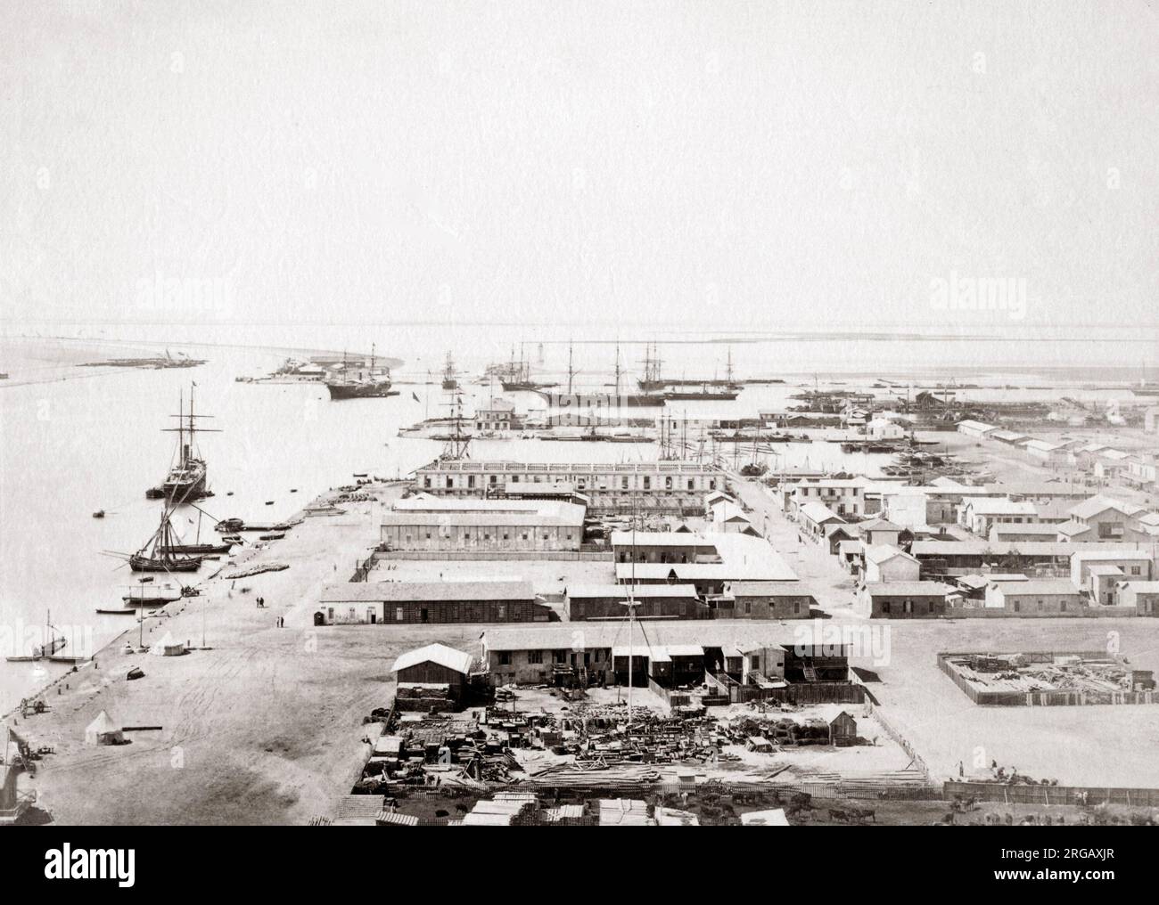 Docks at Port Said, Suez Canal, Egypt, c.1870's Stock Photo