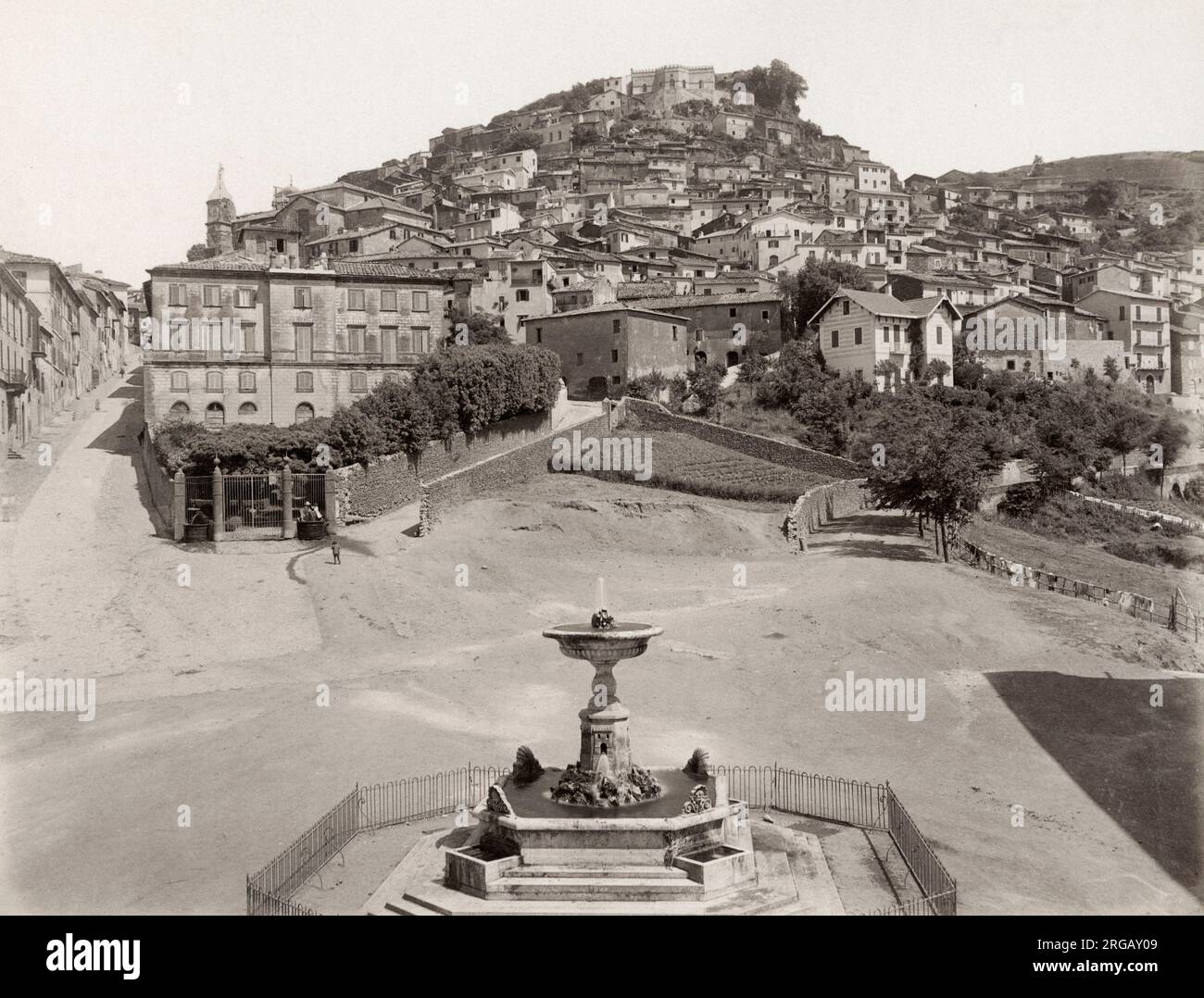 19th century vintage photograph - Rocca di Papa is a small town and comune in the Metropolitan City of Rome, Lazio, Italy. Stock Photo