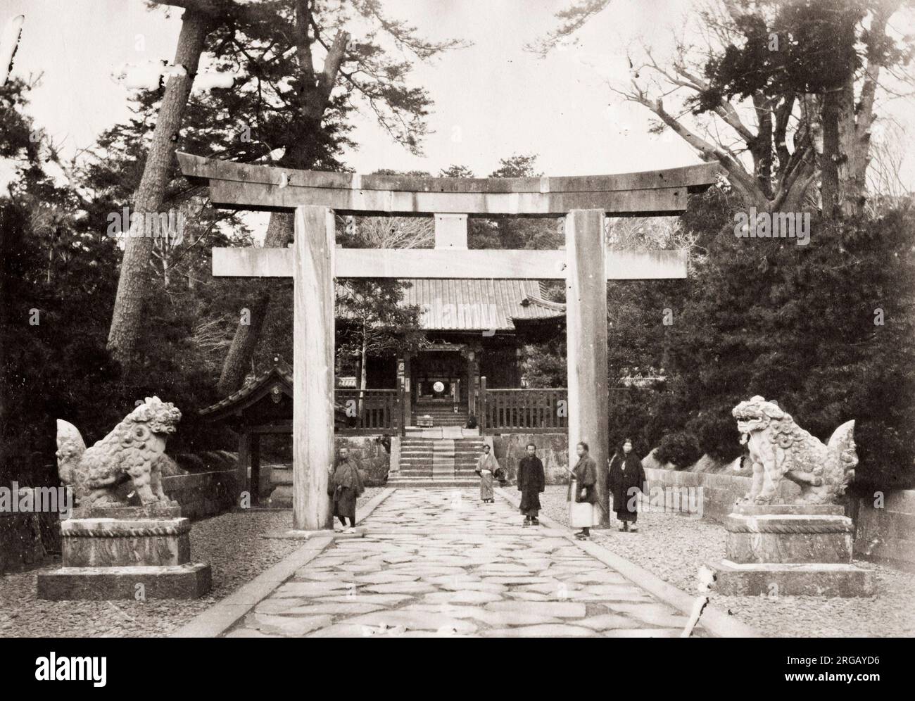 Vintage 19th century photograph: Ankokuden, Zozoji temple, Tokyo, Japan, 1870s. Stock Photo