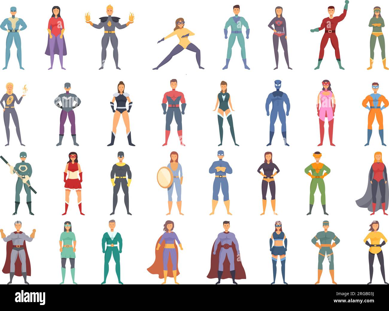 Hero icons set cartoon vector. Mascot man. Comic pose Stock Vector ...