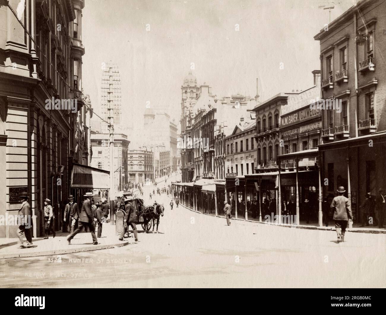 Vintage 19th century photograph: Hunter Street, Sydney, New South Wales, Australia Stock Photo