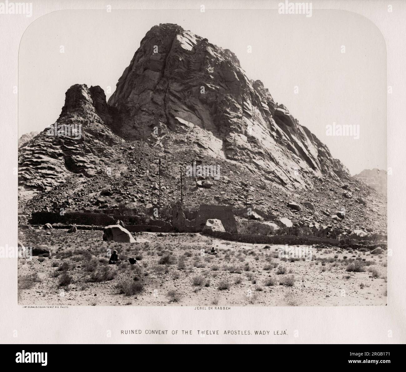 Vintage 19th century photograph: Sergeant James McDonald (active 1865-9). Ordnance survey of the Peninsula of Sinai by the Royal Engineers - ruined convent of the twelve apostles, Wady Leja. Stock Photo