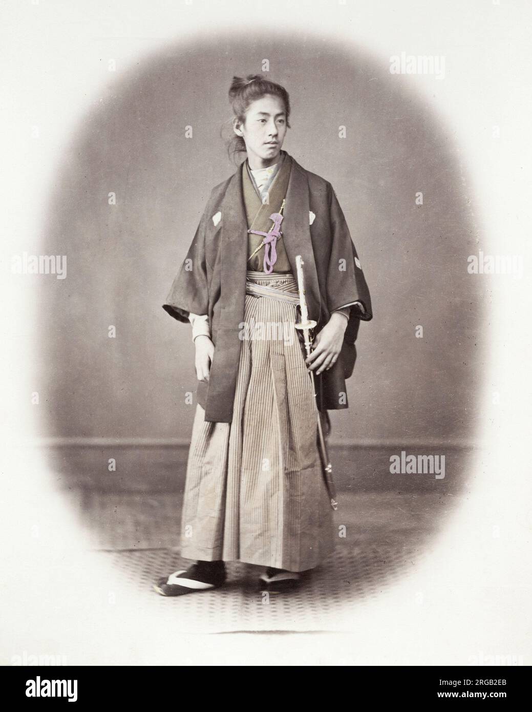1860's Japan - portrait of a young man Felice or Felix Beato (1832 - 29 January 1909),  Italian-British photographer working mostly in India, Japan, China Stock Photo