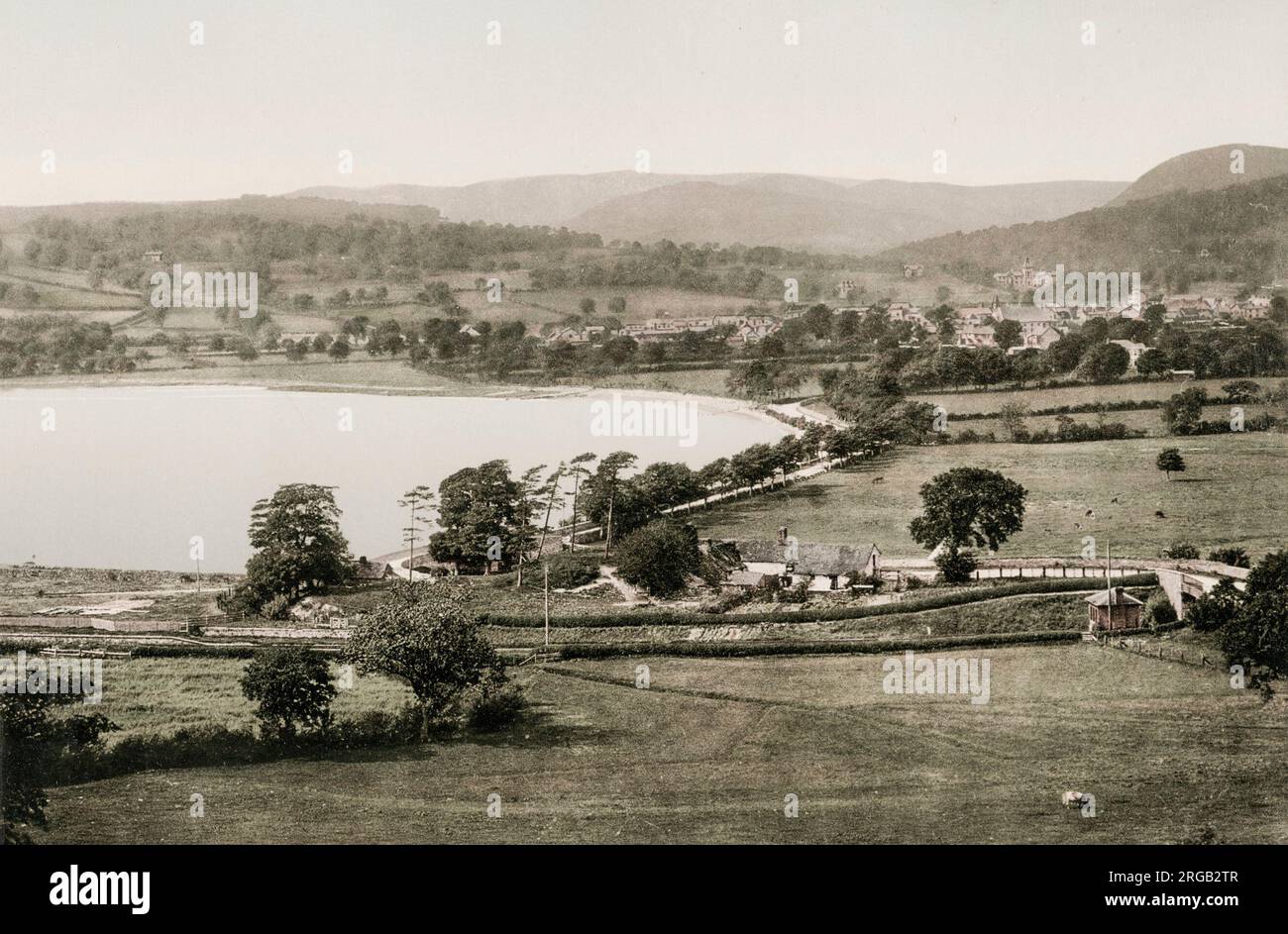 Vintage 19th century photograph: Bala town and lake, Wales. Stock Photo