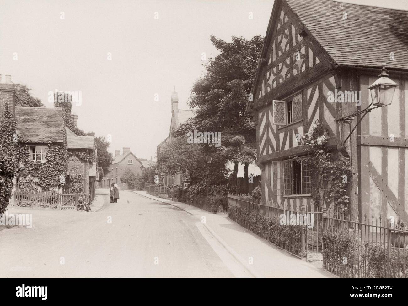 Vintage 19th century photograph: Church Stretton is a market town in Shropshire, England, 13 miles south of Shrewsbury and 15 miles north of Ludlow. Stock Photo