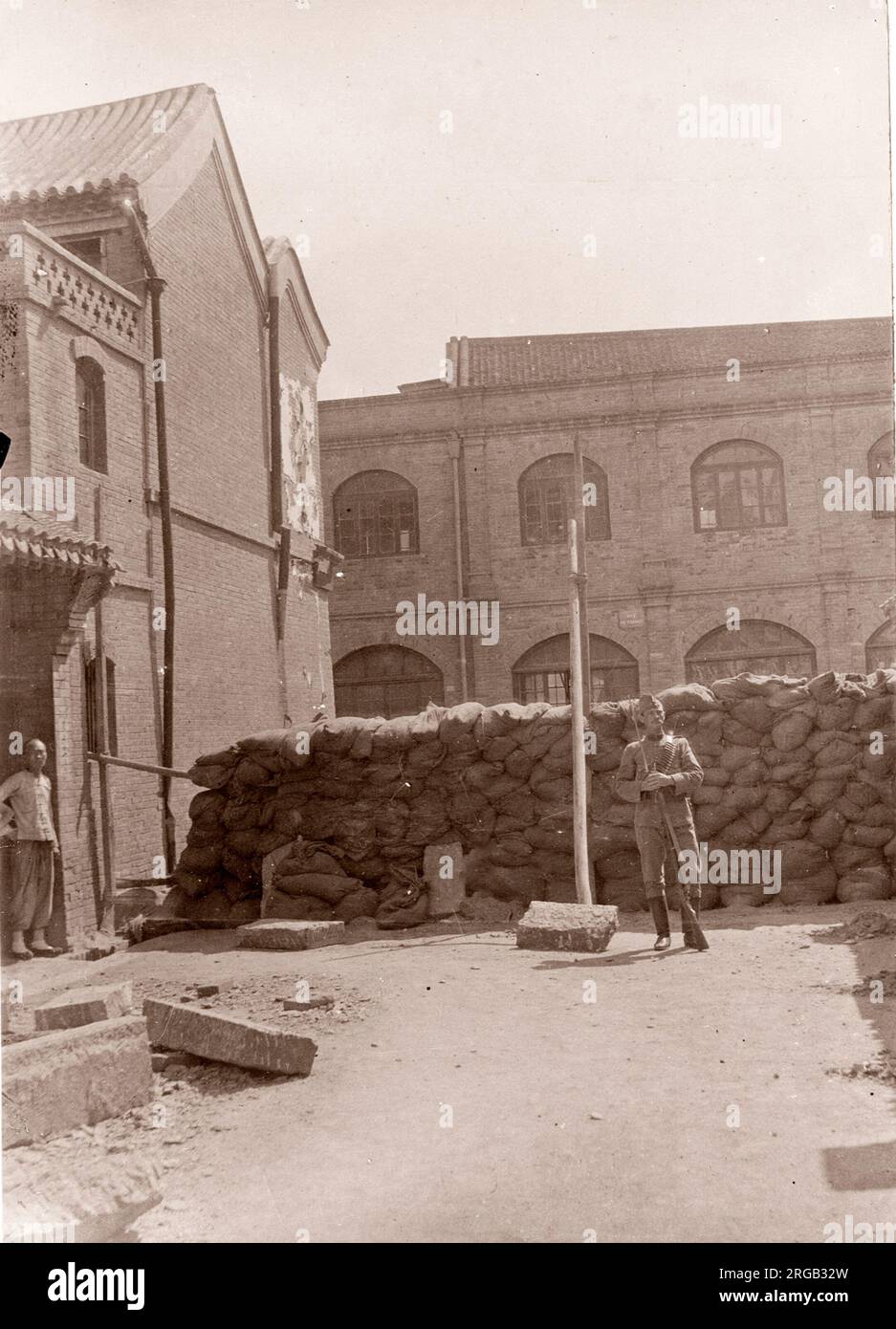 Vintage Photograph China c.1900 - Boxer rebellion or uprising, Yihetuan Movement - image from an album of a British soldier who took part of the supression of the uprising - fortification Tientsin, Tianjin Stock Photo