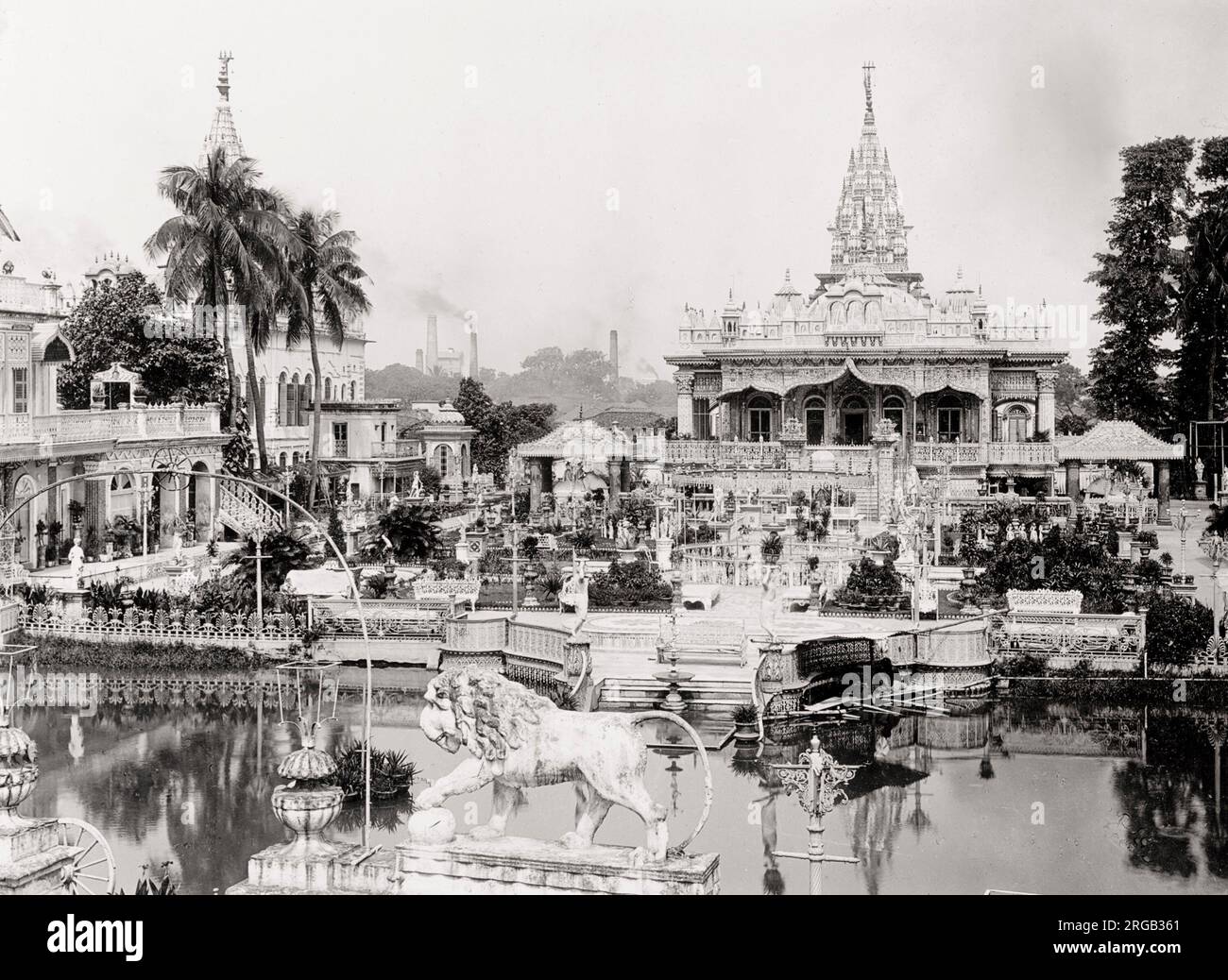 Vintage 19th century photograph: Parasnath Jain Temple in Kolkata, Calcutta, India. Stock Photo