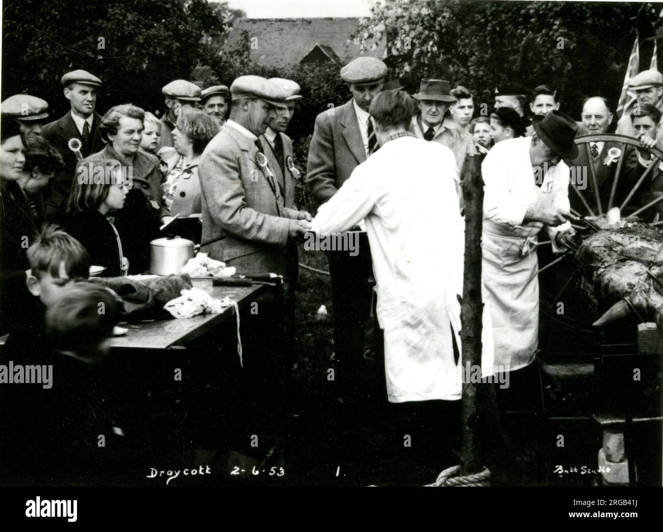 Draycott, Cotswold village, ox roast to celebrate the Coronation of