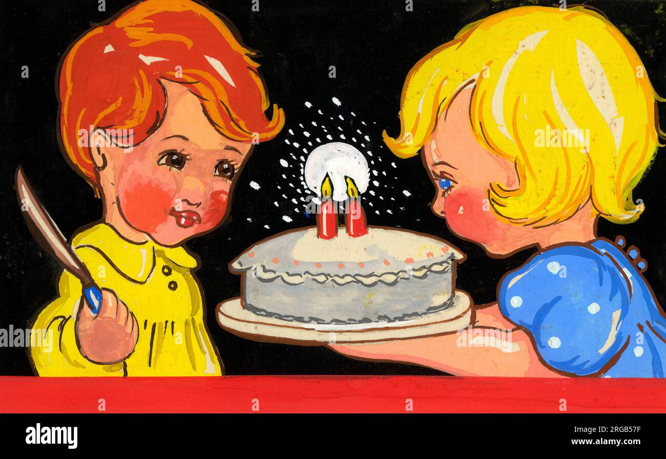 Original Artwork Design for a folding second birthday card. Little