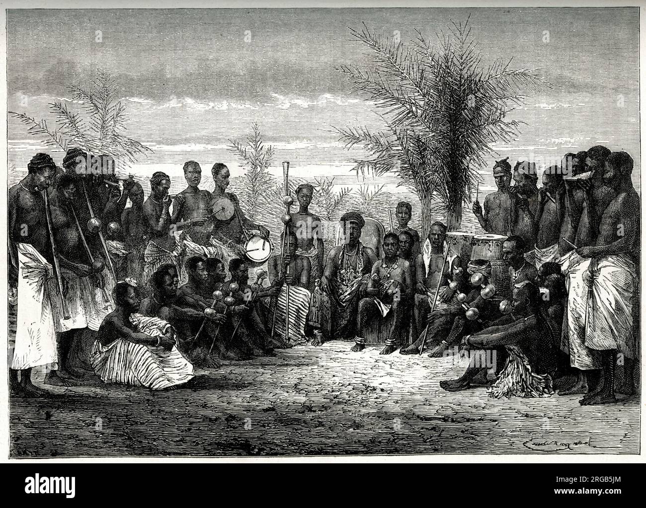 A Cape Coast King and His Court, Third Anglo-Ashanti War or First Ashanti Expedition (1873-1874, to rescue European missionary captives held in Kumasi), West Africa (Ghana). Stock Photo