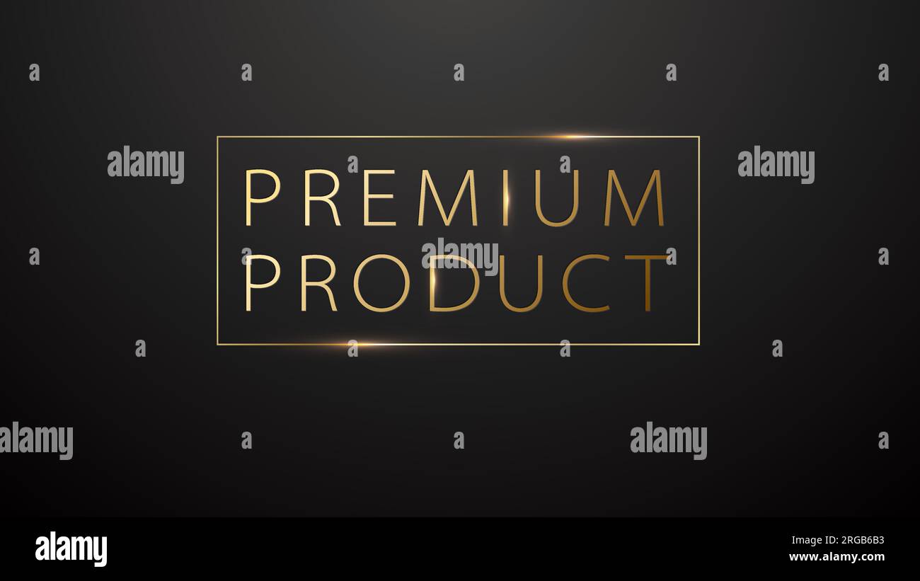 Premium golden frame premium product label on black background. Dark ...