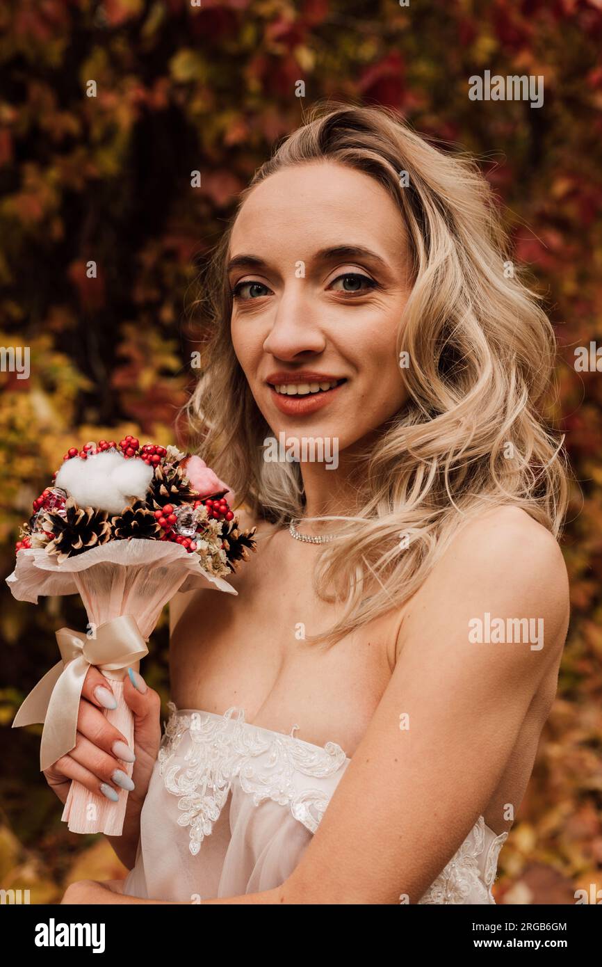 Attractive woman in wedding dress. The Runaway Bride Stock Photo Alamy