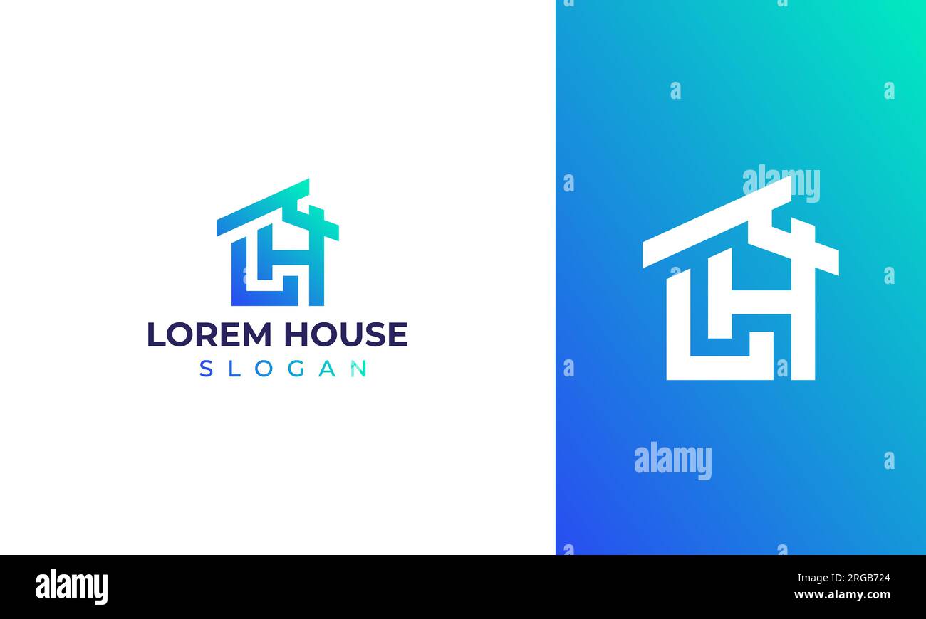 LH or HL House logo design . simple and modern LH real estate logo Stock Vector