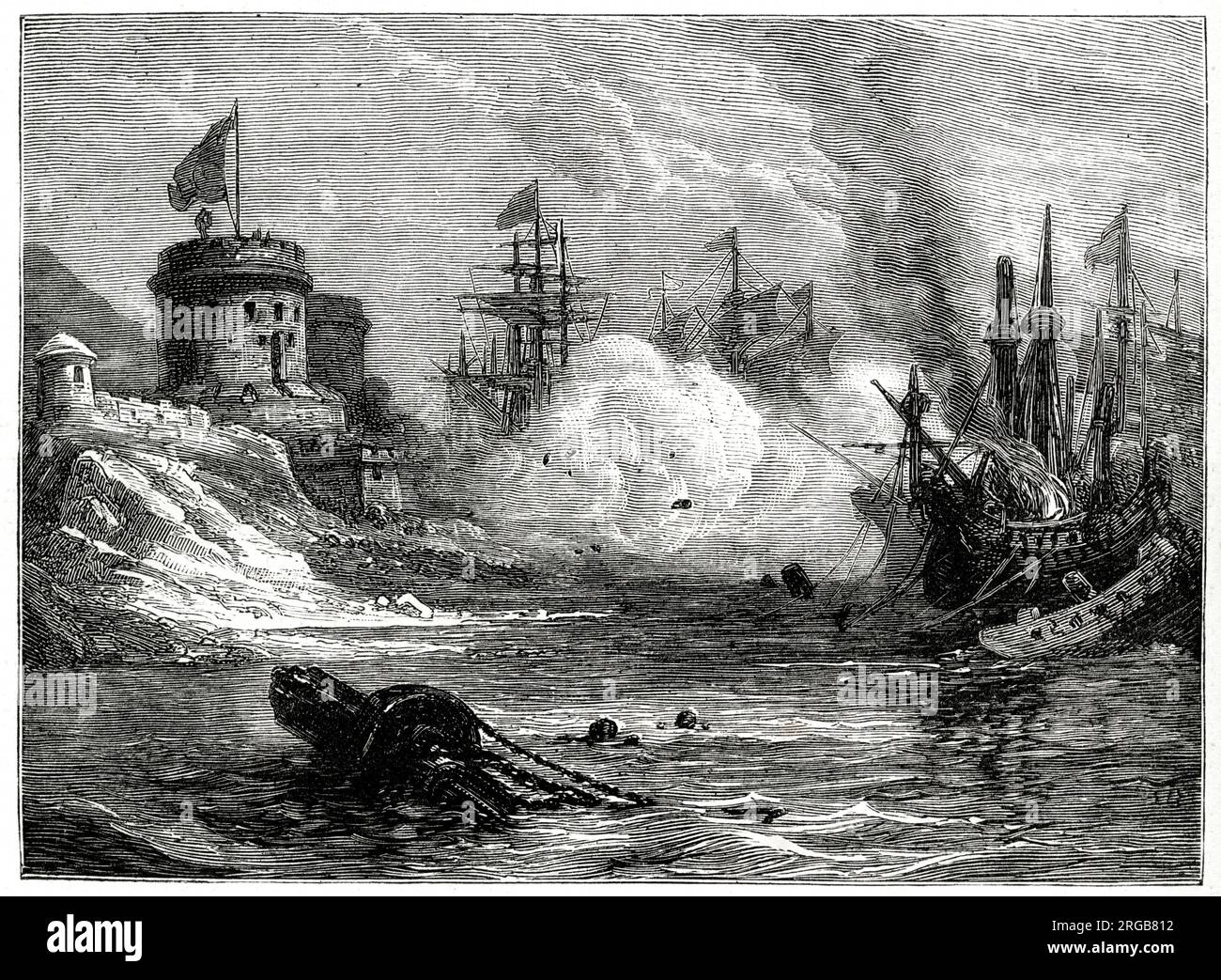 Battle of Sesimbra Bay, Portugal (then under Spanish rule), 3 June 1602 ...
