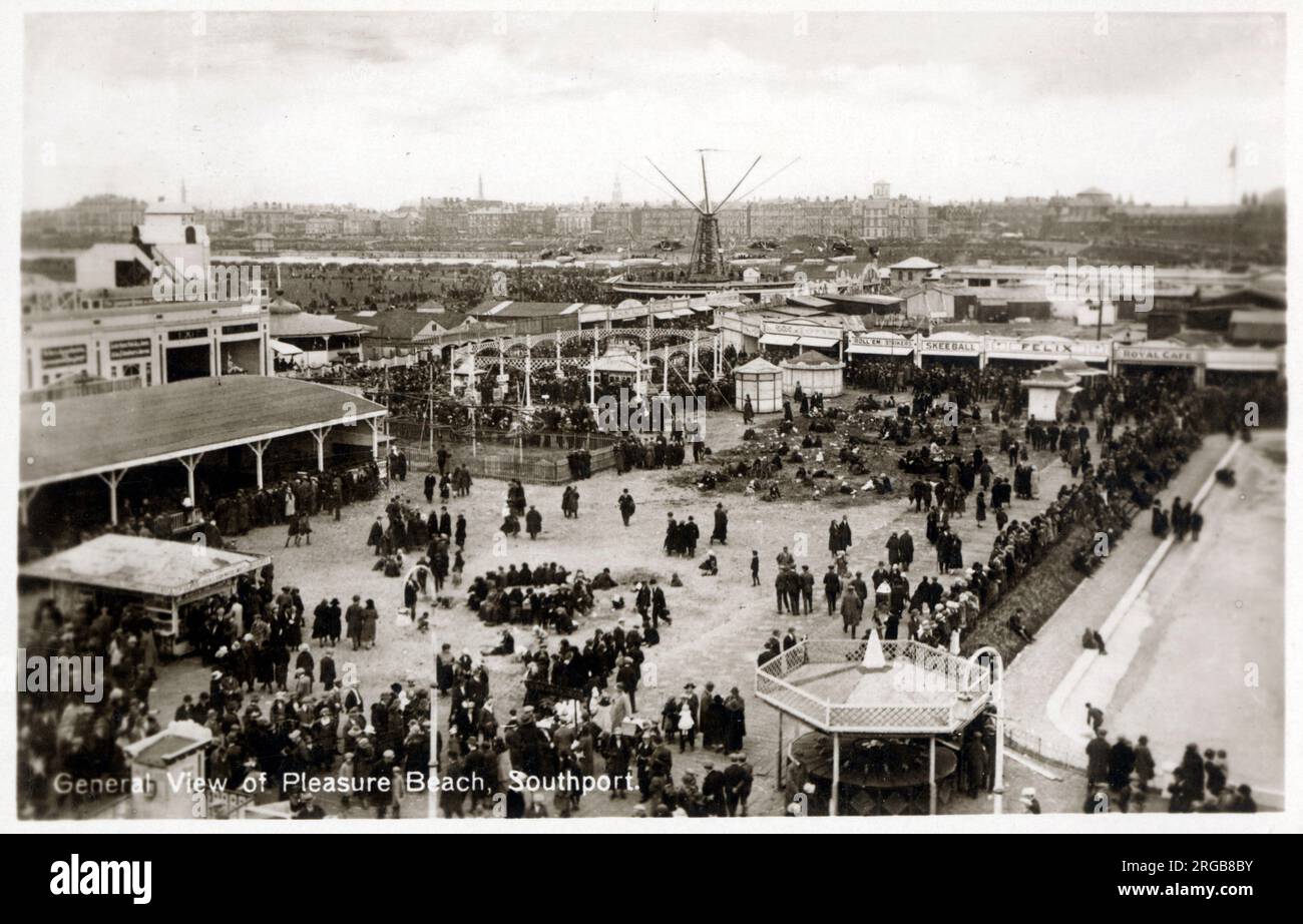 Southport, Merseyside, England - General View over the Pleasure Beach. Stock Photo