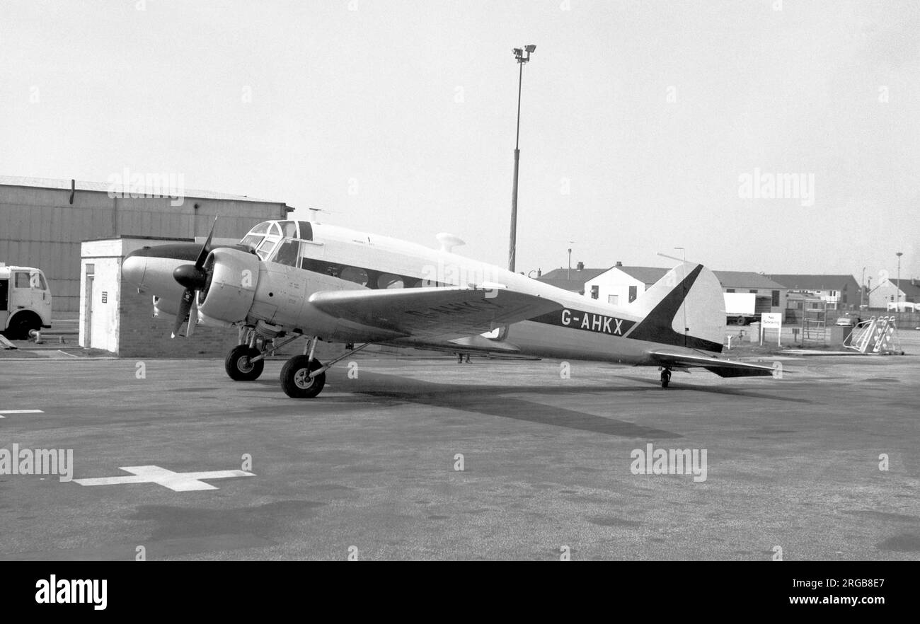 Avro Anson 19 Series 2 G-AHKX (msn 1333), of Kemp's Aerial Surveys Aircraft division Ltd., at Blackpool-Squires Gate Airport in April 1972. Stock Photo