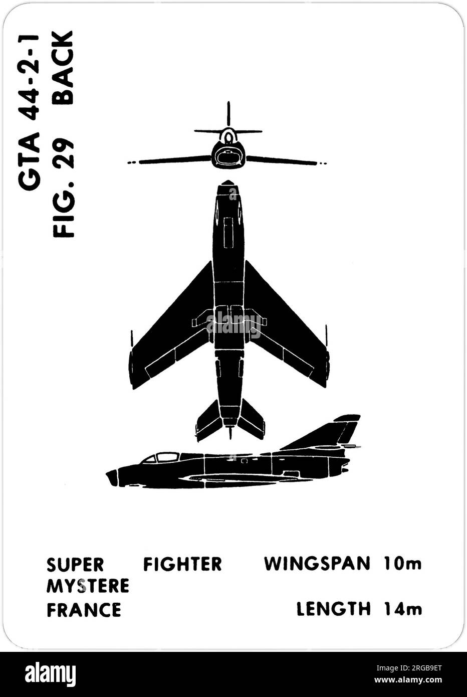 Dassault Super Mystere B2. This is one of the series of Graphics Training Aids (GTA) used by the United States Army to train their personnel to recognize friendly and hostile aircraft. This particular set, GTA 44-2-1, was issued in July1977. The set features aircraft from: Canada, Italy, United Kingdom, United States, and the USSR. Stock Photo
