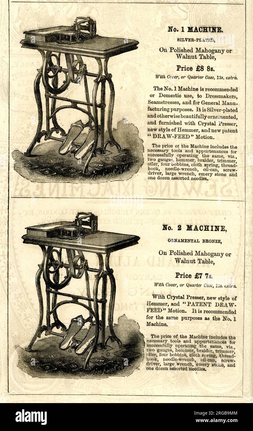 Advert, Wheeler & Wilson's Sewing Machines Nos. 1 and 2 Date 1875