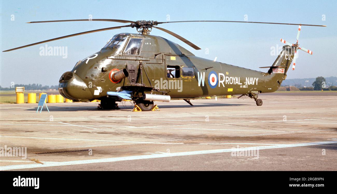 Royal Navy - Westland Wessex HU.5 XS521 (msn WA190), call-sign 'WR', base code 'CU'), of 707 Naval Air Squadron. Stock Photo