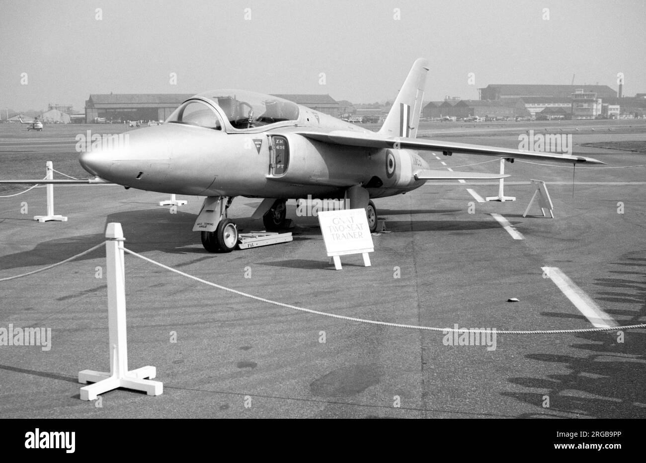 Royal Air Force - Folland Gnat T.1 XM691 (msn FL501), the first Gnat T.1 trainer, at the SBAC Farnborough Air Show, held from 5-11 September 1960. Stock Photo