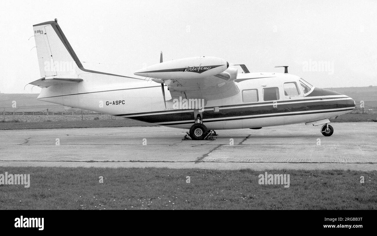 Piaggio P.166B Portofino G-ASPC (msn 412) of McAlpine, at RAF St. Mawgan / Newquay Airport in March 1966. Stock Photo