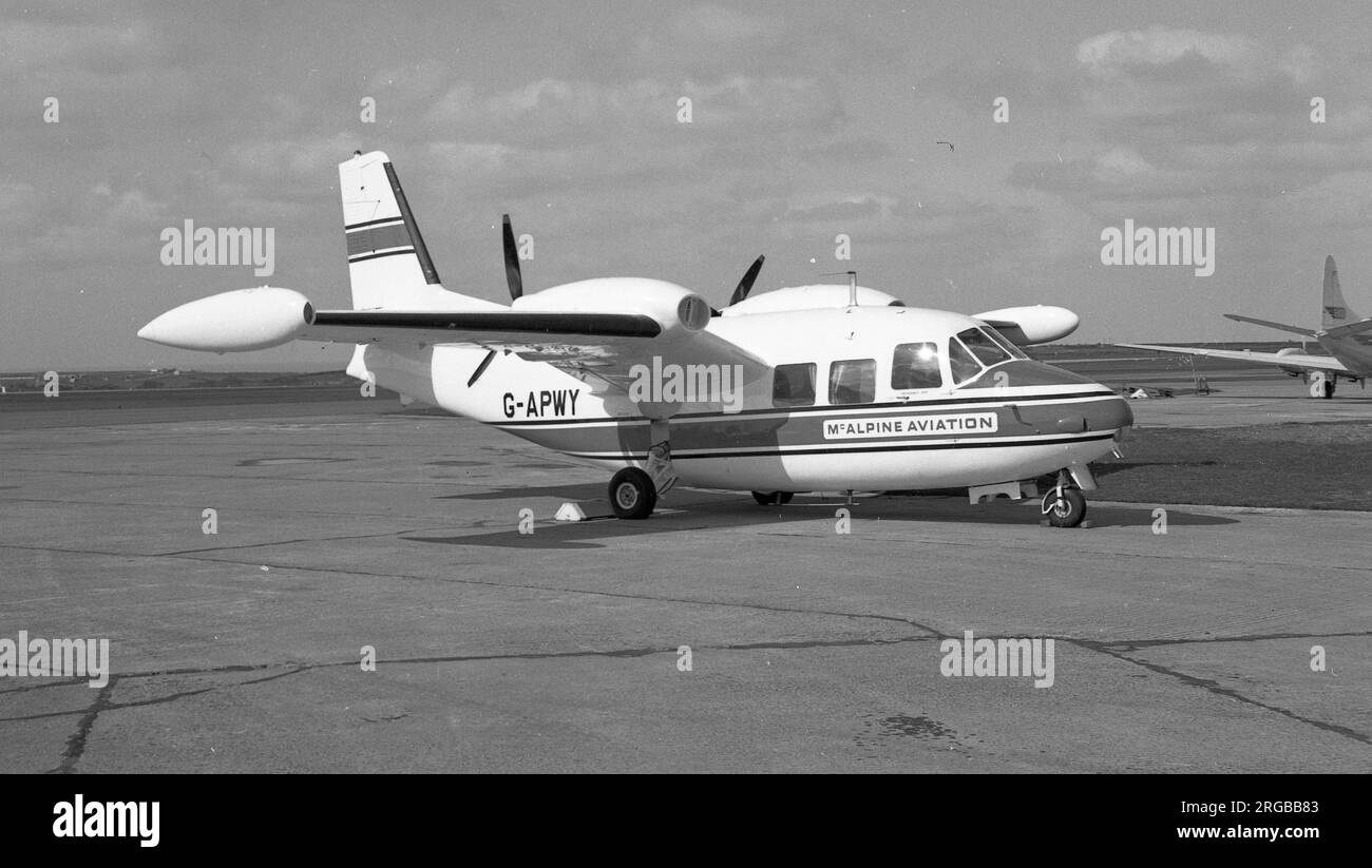 Piaggio P.166AL-1 Portofino G-APWY (msn 362/11) of McAlpine, at RAF St. Mawgan / Newquay Airport in July 1967. Stock Photo