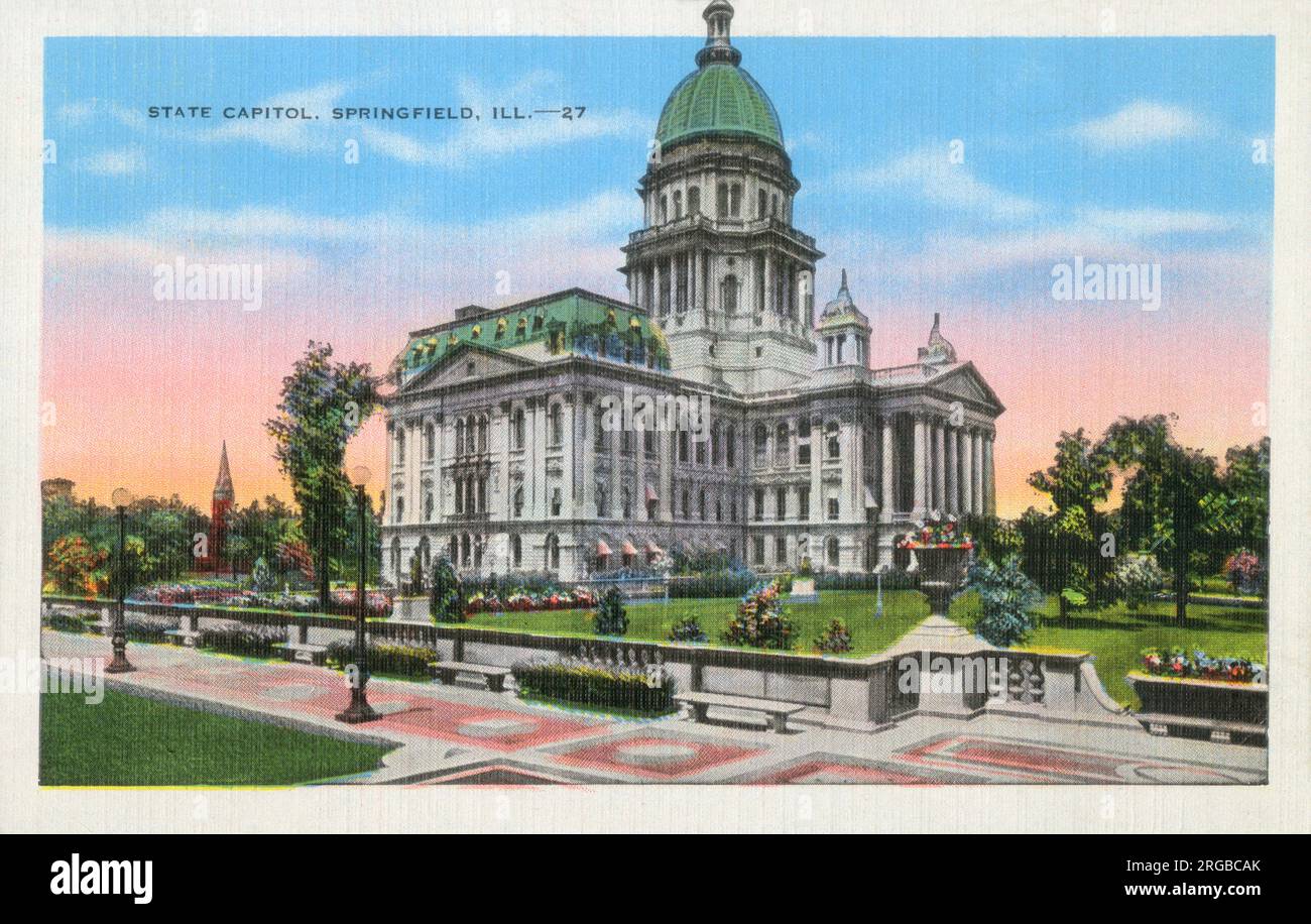 The State Capitol Building, Springfield, Illinois, USA. Domed Renaissance Revival building completed in 1888 Stock Photo