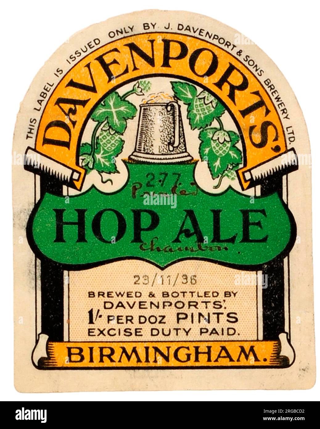 Davenports' Hop Ale (Tankard logo) Stock Photo