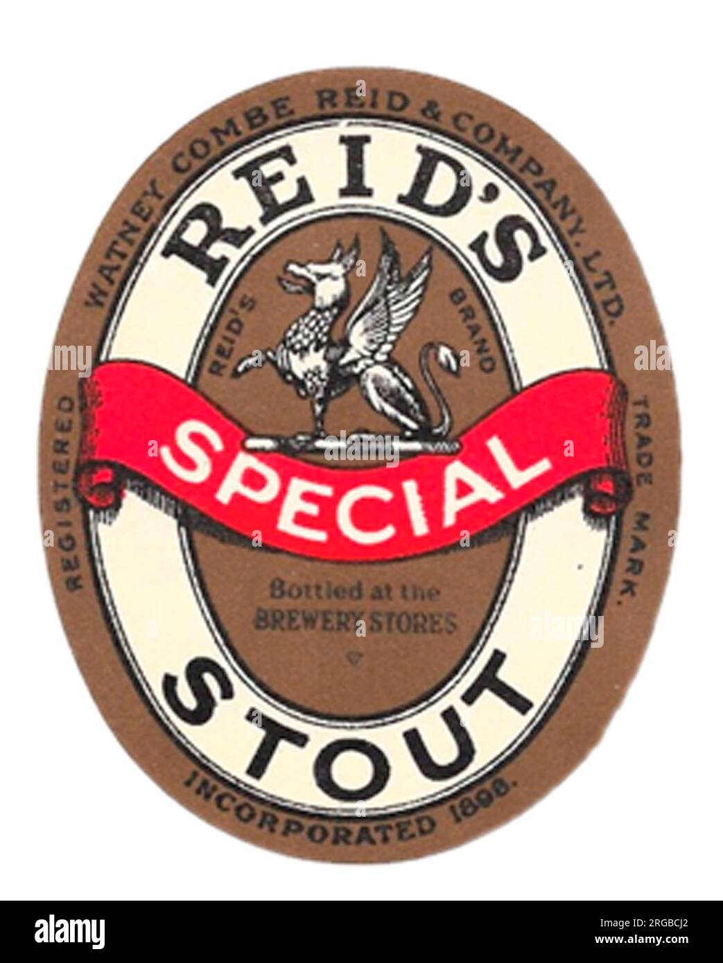 Reid's Special Stout Bottled at Brewery Label Stock Photo
