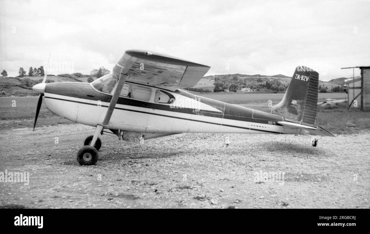 Cessna 180D ZK-BZV (msn 180-50935), at Te Kuiti, NZ, on 17 November 1961. Stock Photo