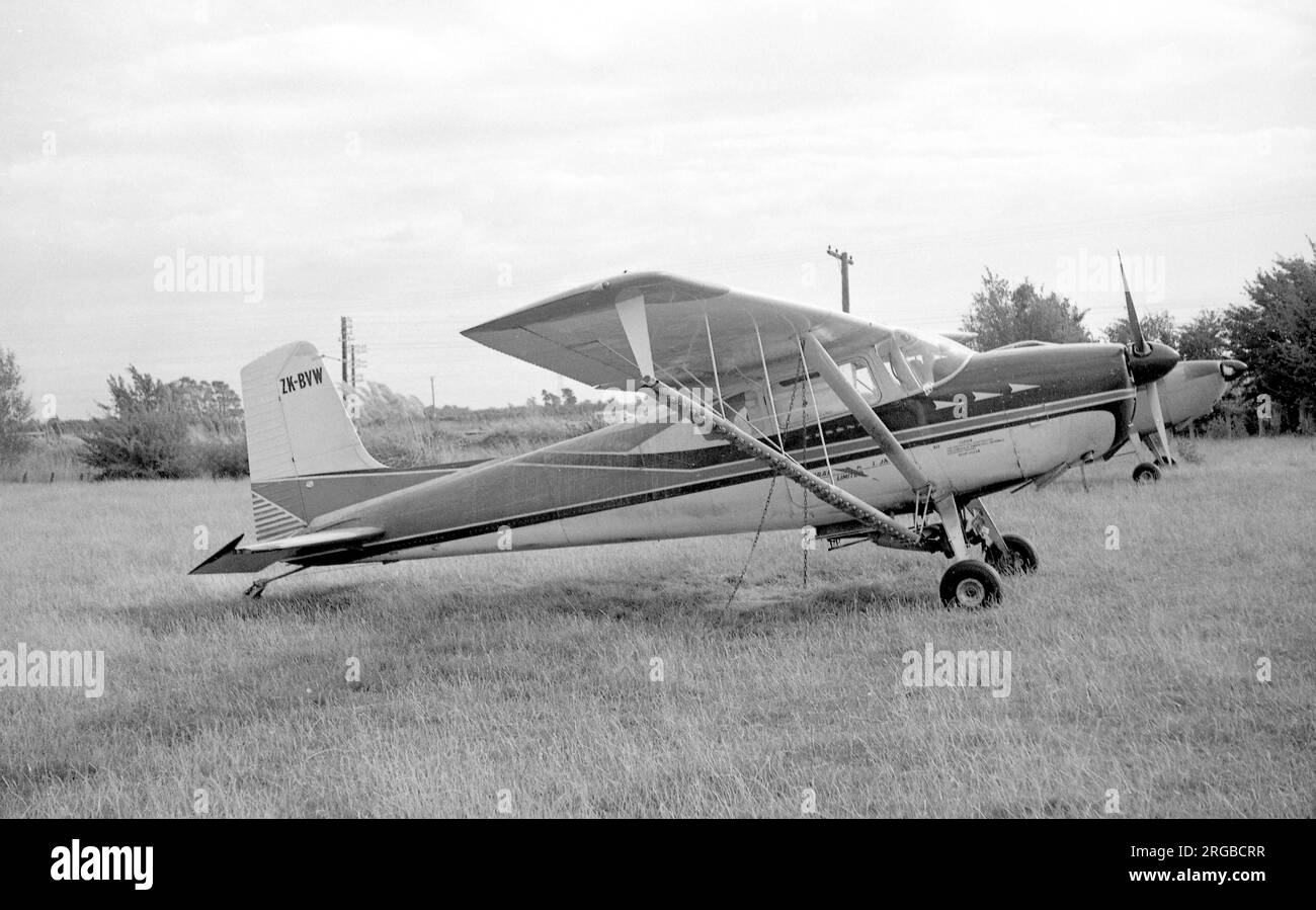 Cessna 180C ZK-BVW (msn 50828, ex N9328T), of Rural Aviation, at Fielding, NZ, on 2 February 1961. (This aircraft was destroyed on 9 February1965, at Te Kuiti when it collided with a fence strainer post on take off and overturned in scrub). Stock Photo
