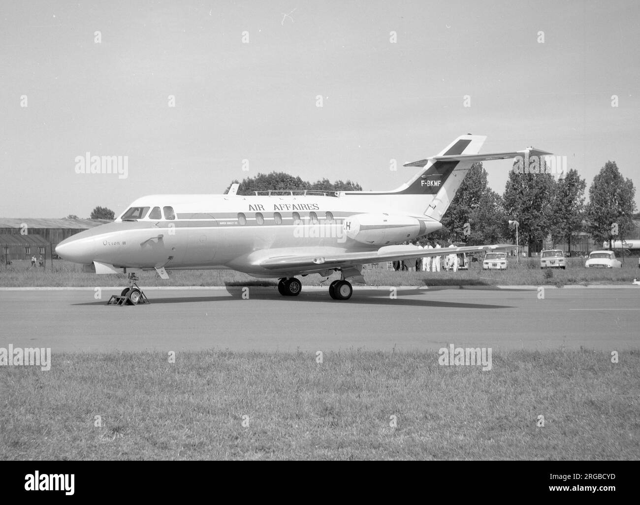 Hawker Siddeley HS.125 Series 1 F-BKMF (msn 25007), of Air Affaires, at Le Bourget Airport for the Paris Air Show, on 20 June 1965. (Crashed into the sea 15 km SW of Nice, during the Nice Airshow on 5 June 1966, following structural failure). Stock Photo