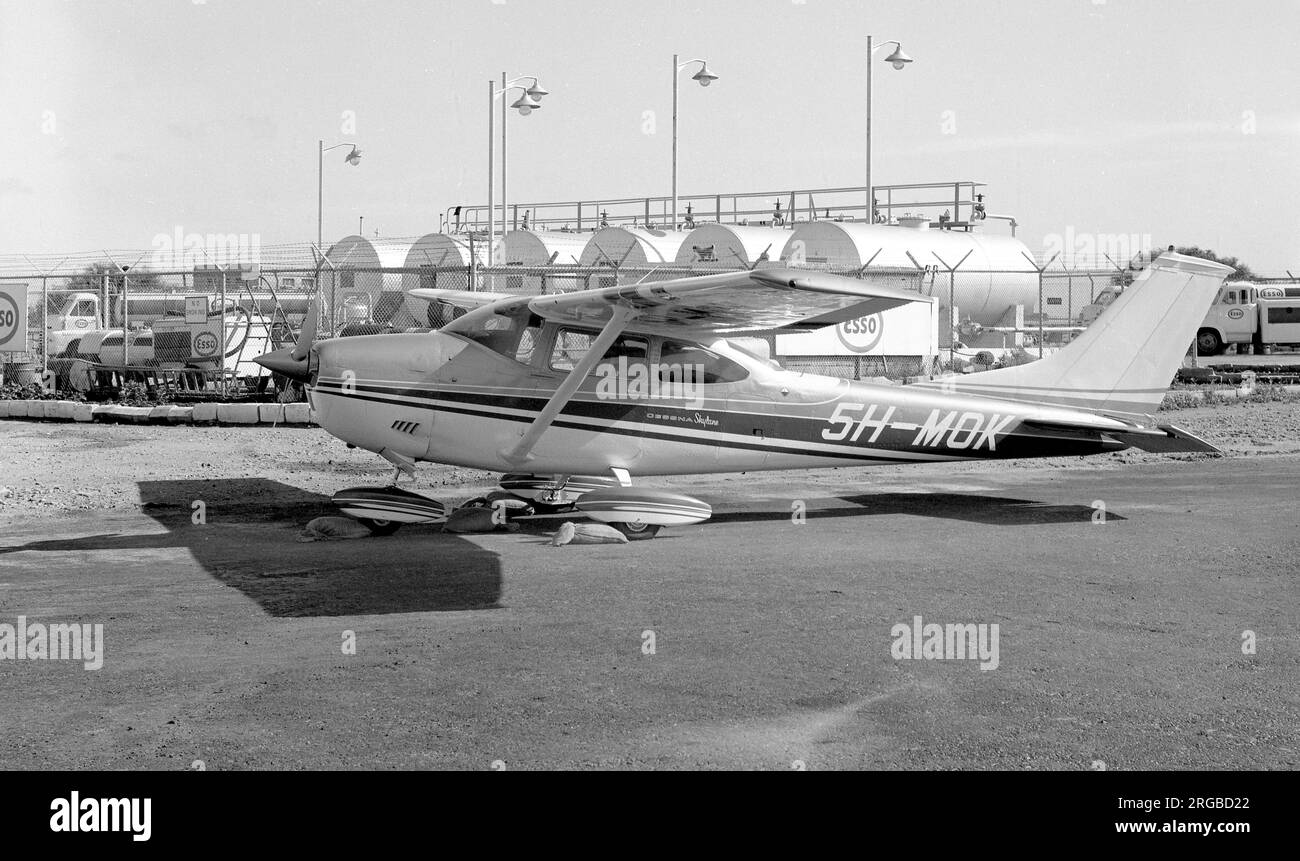 Cessna 182 Skylane 5H-MOK (msn ), at Luqa International Airport - RAF Luqa, on 27 January 1971. Stock Photo