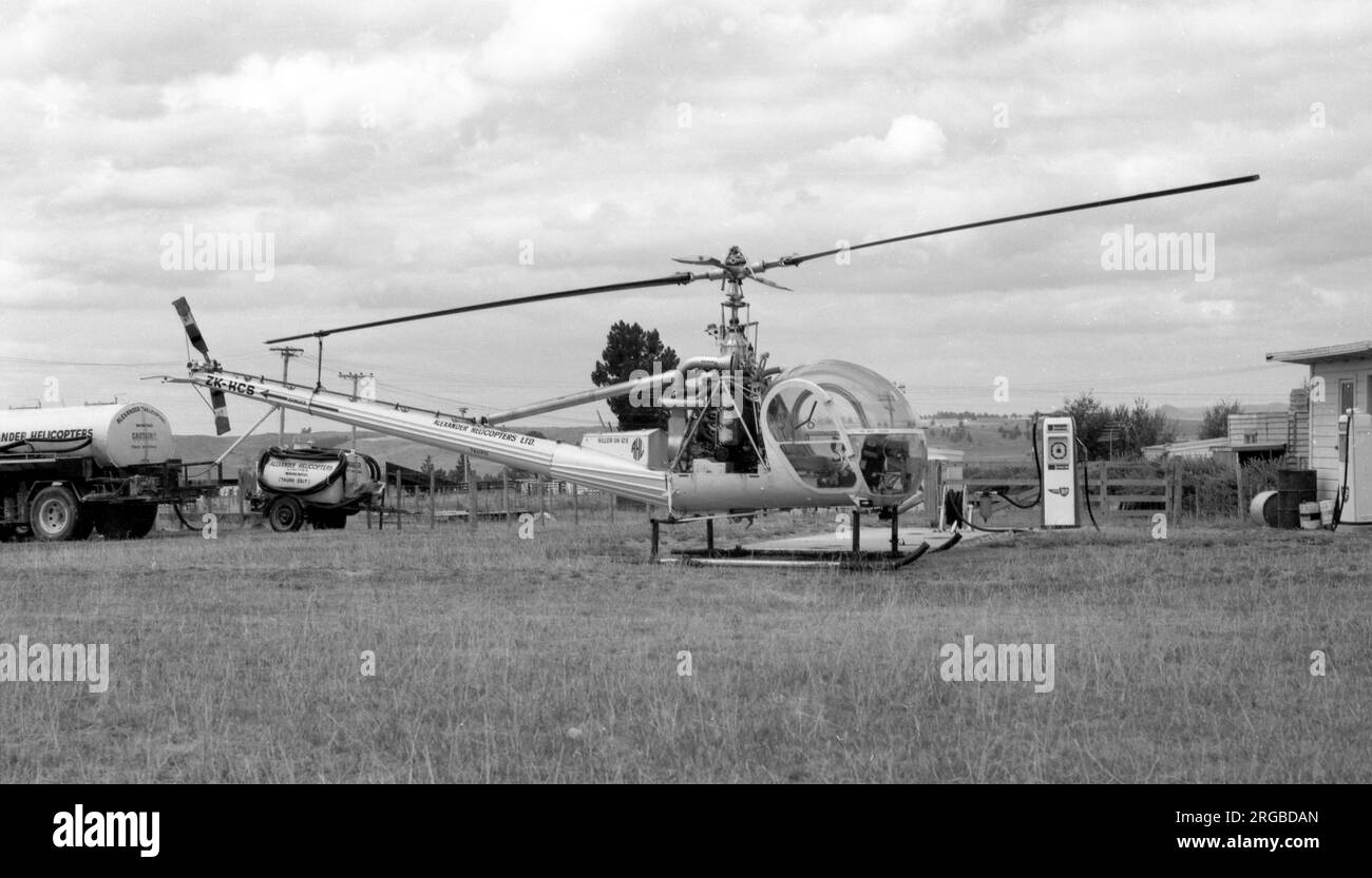 Hiller UH-12E ZK-HCS (msn 2105), of Alexander Helicopters, at Taupo, NZ., on 21 February 1970. Stock Photo