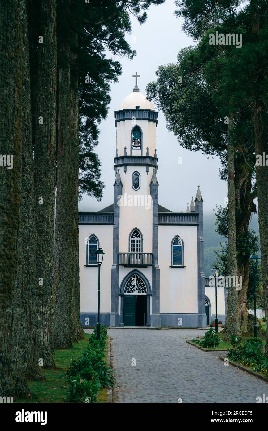 Igreja de Sao Nicolau. A historic gem in Azores, Portugal, this church encapsulates architectural beauty and spiritual significance Stock Photo