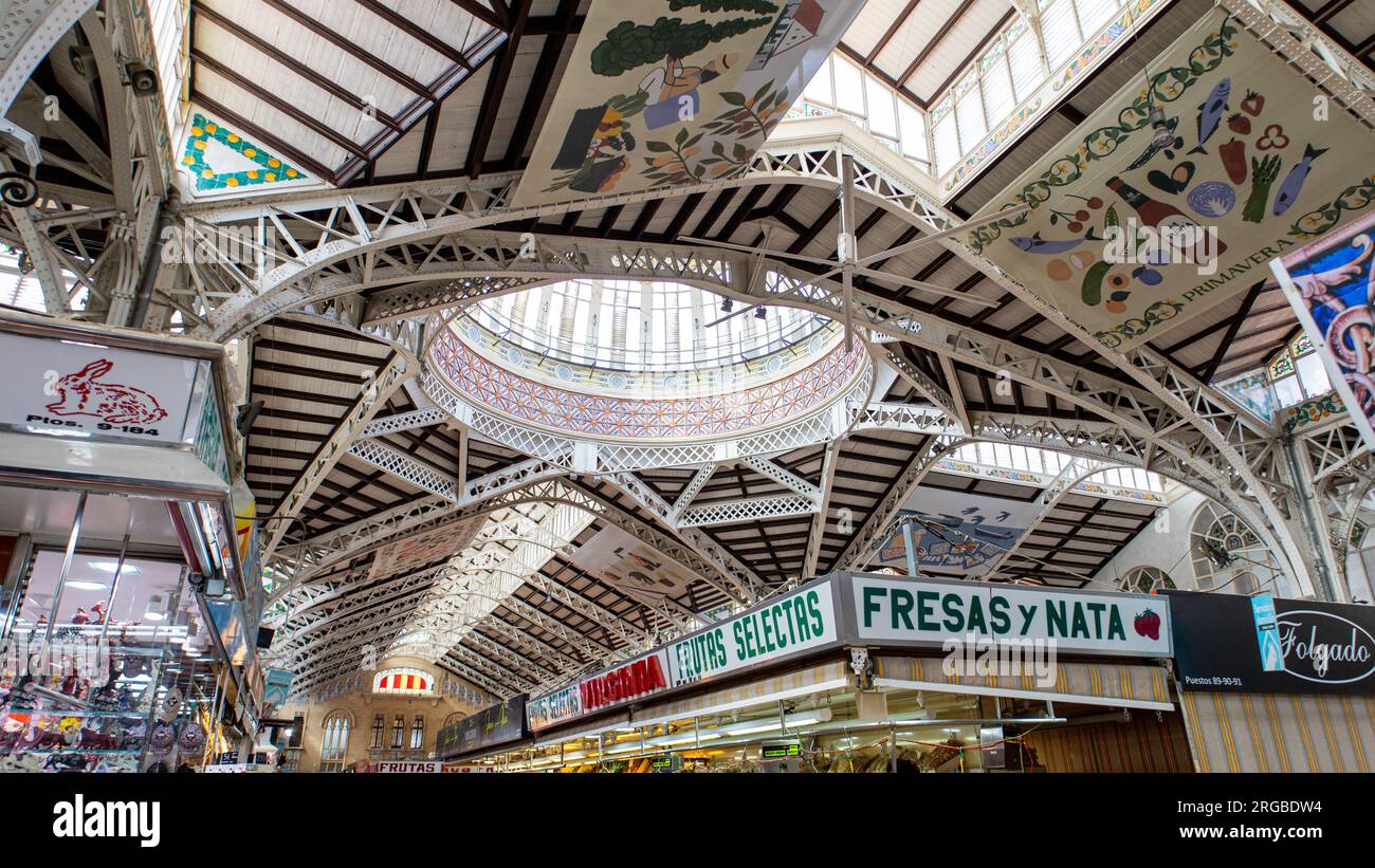 Valencia, Spain March 18, 2023. Central Market interior with fresh