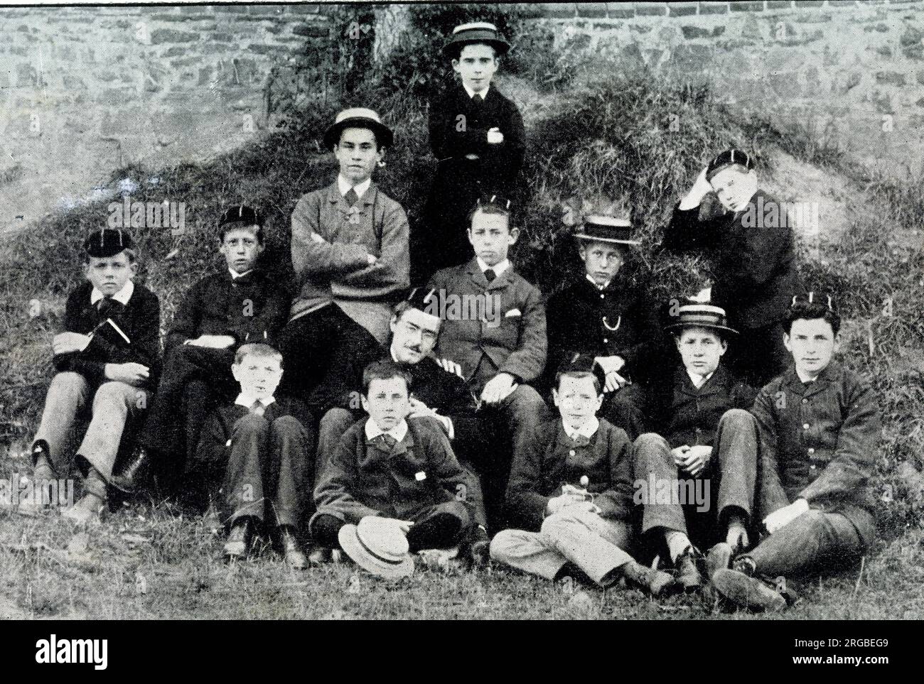 School group with Rudyard Kipling aged 16 in centre, United Services