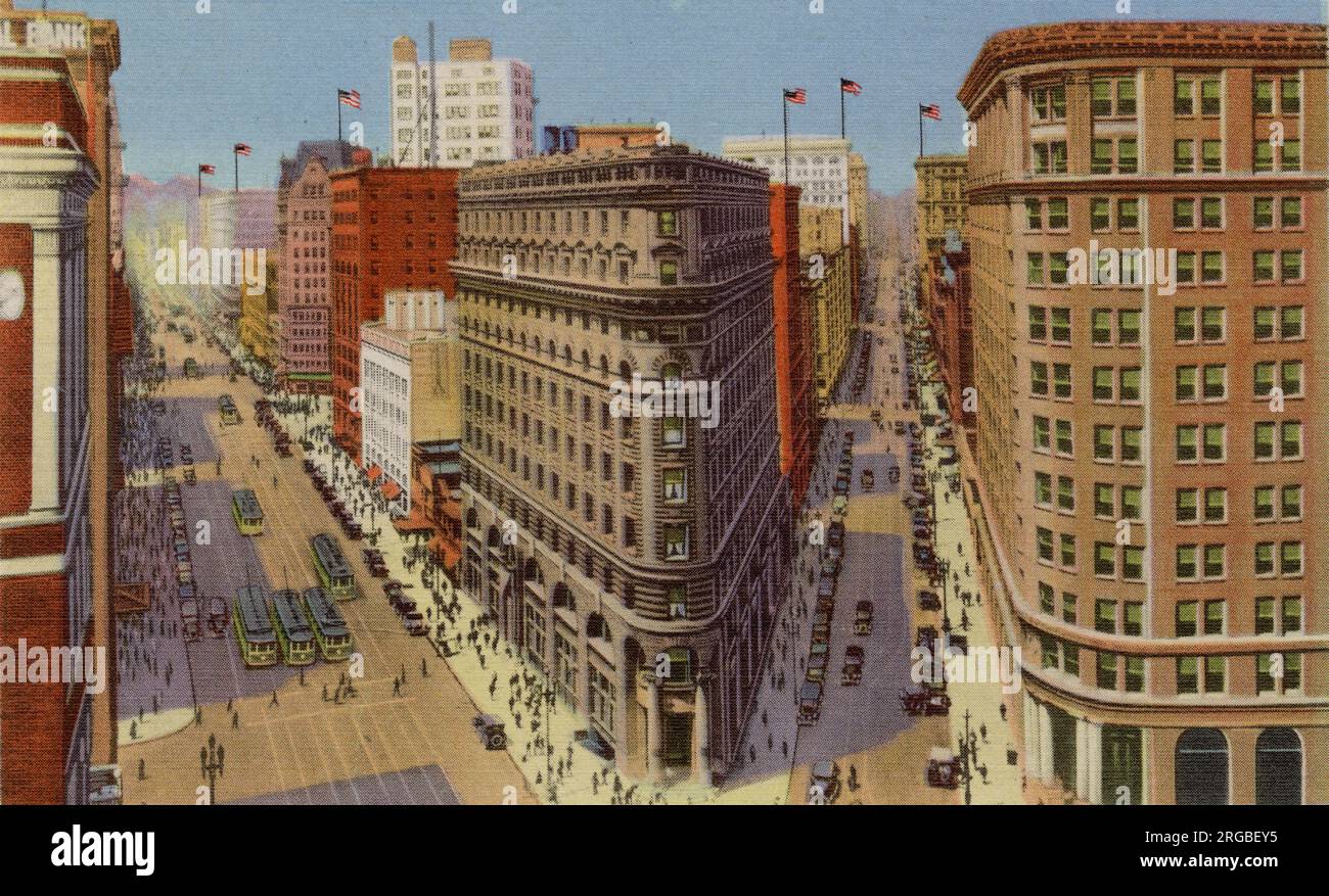 Market and Post Streets, from Montgomery, San Francisco, California ...