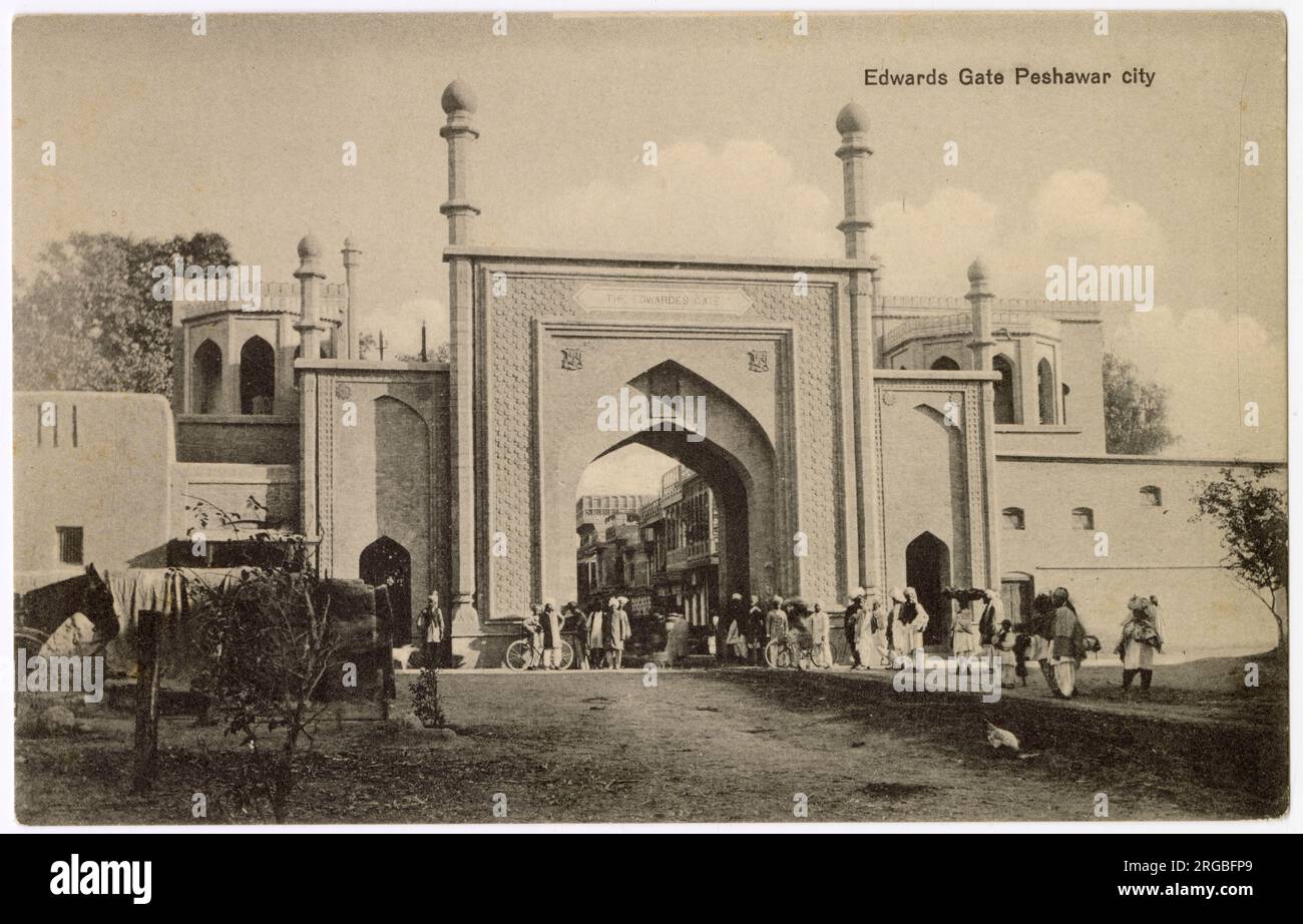 Edwardes Gate, Peshawar City, British India (now in Pakistan, called Chowk Yadgar). Stock Photo