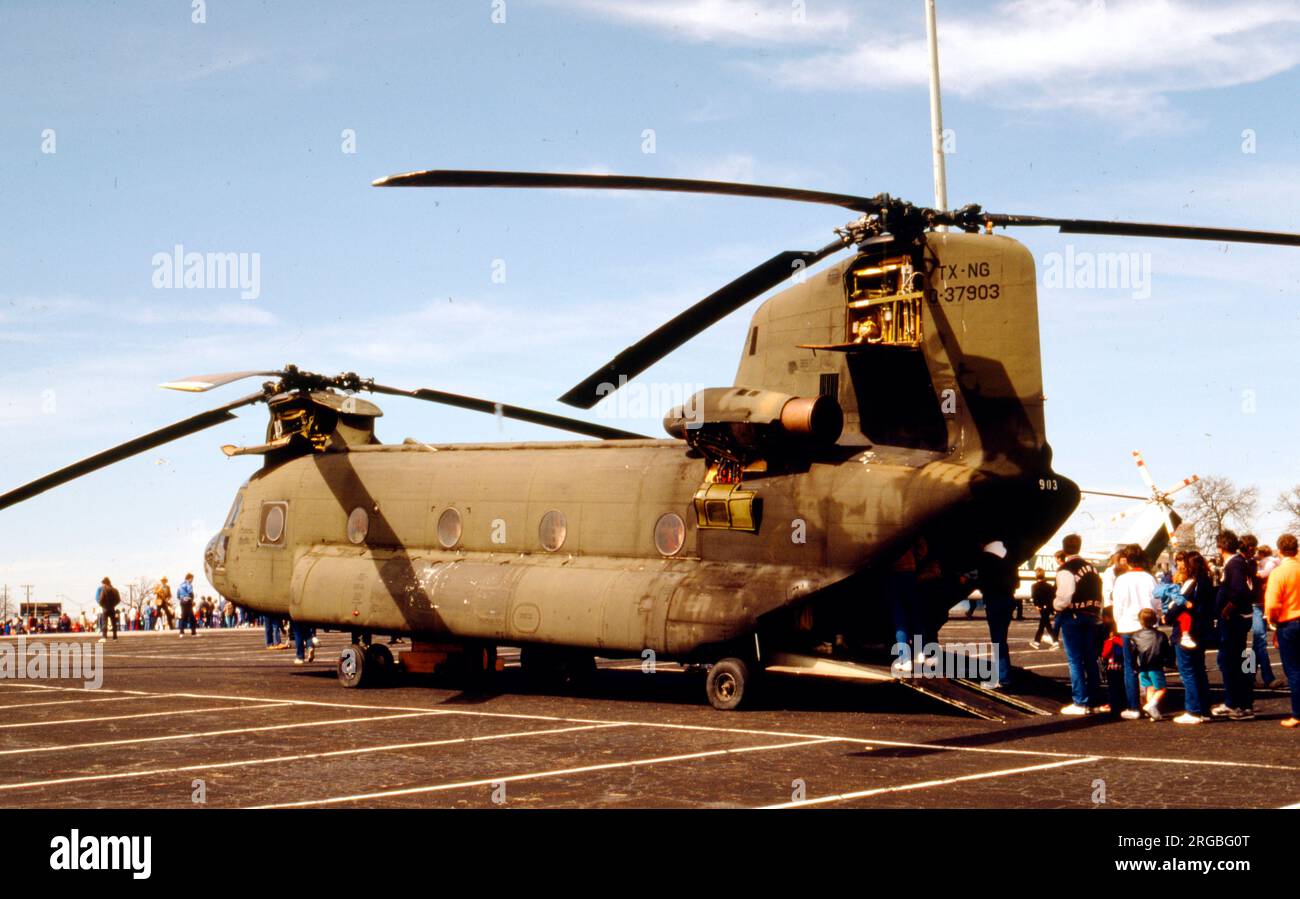 Boeing-Vertol CH-47A Chinook O-37903 (msn B-57, 63-7903), of the Texas National Guard. (Rebuilt as CH-47D 87-00092) Stock Photo