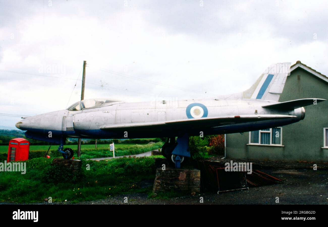 Supermarine Swift F.4 WK275 (msn ?) Outside Sheppards Surplus, in Upperhill, Leominster, Herefordshire, UK - England. Stock Photo