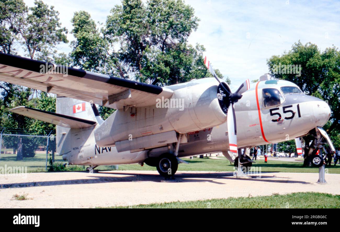 de Havilland Canada CS2F-2 Tracker 1551 (msn DH-50), on display at Winnipeg,in Manitoba, Canada. Stock Photo