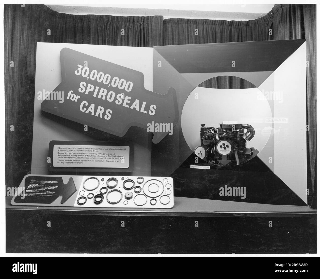 A promotional window display for Dunlop 'Spiroseals'. Stock Photo