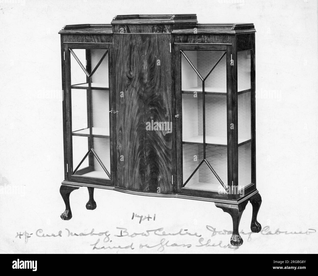 A Mahogany, glassfronted display from a furniture showroom catalogue number 1741 Stock