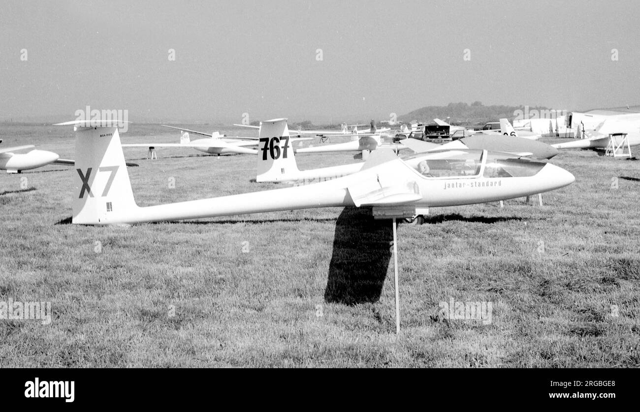 SZD-41A Jantar Standard 'X7' (msn B.712, BGA.2122), at a regional gliding competition. Stock Photo