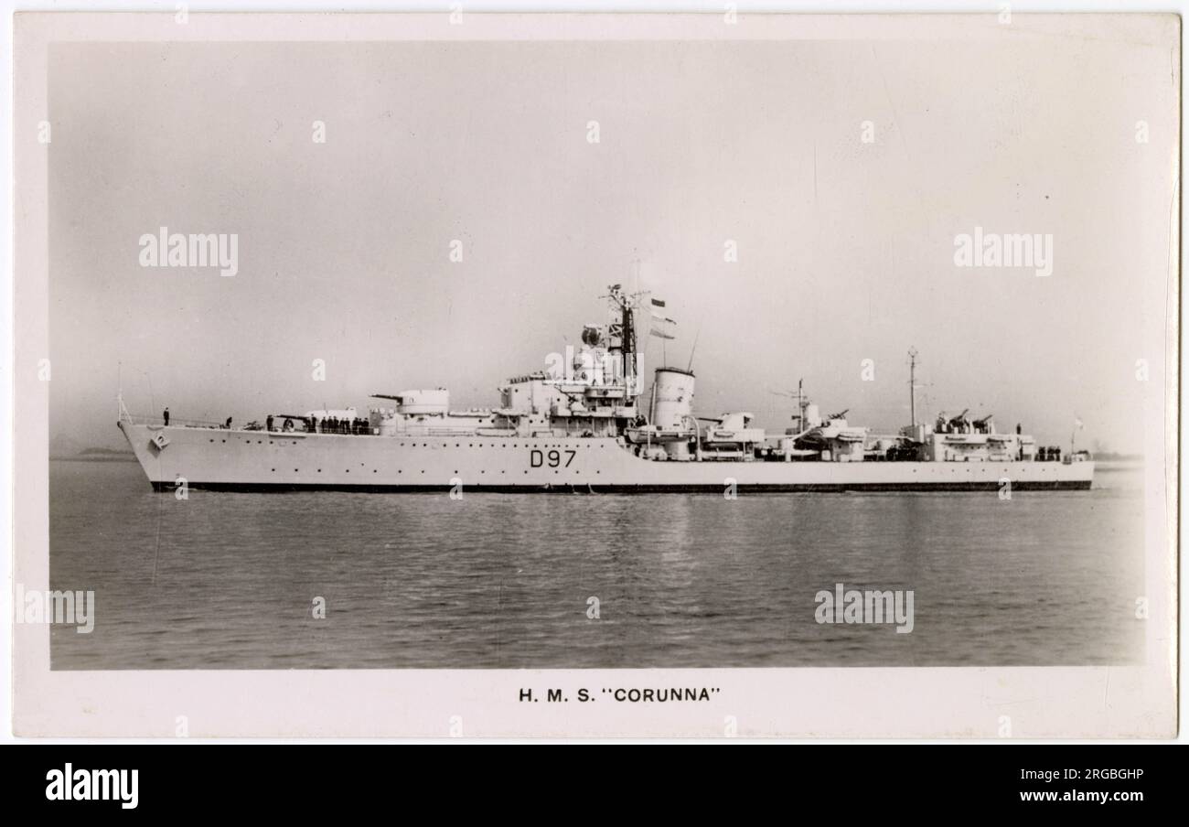 HMS Corunna, British Battle Class destroyer D97 Stock Photo