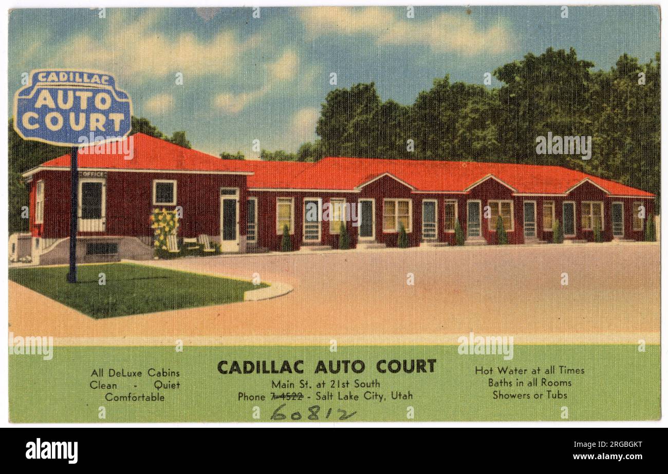 Cadillac Auto Court (motel), Main Street at 21st South, Salt Lake City, Utah, USA Stock Photo