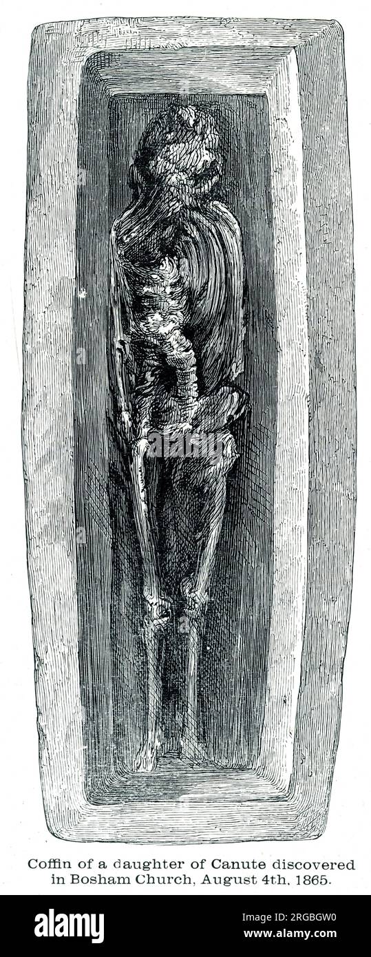 Coffin of a daughter of King Canute, discovered at Bosham Church, Sussex, on 4 August 1865 Stock Photo