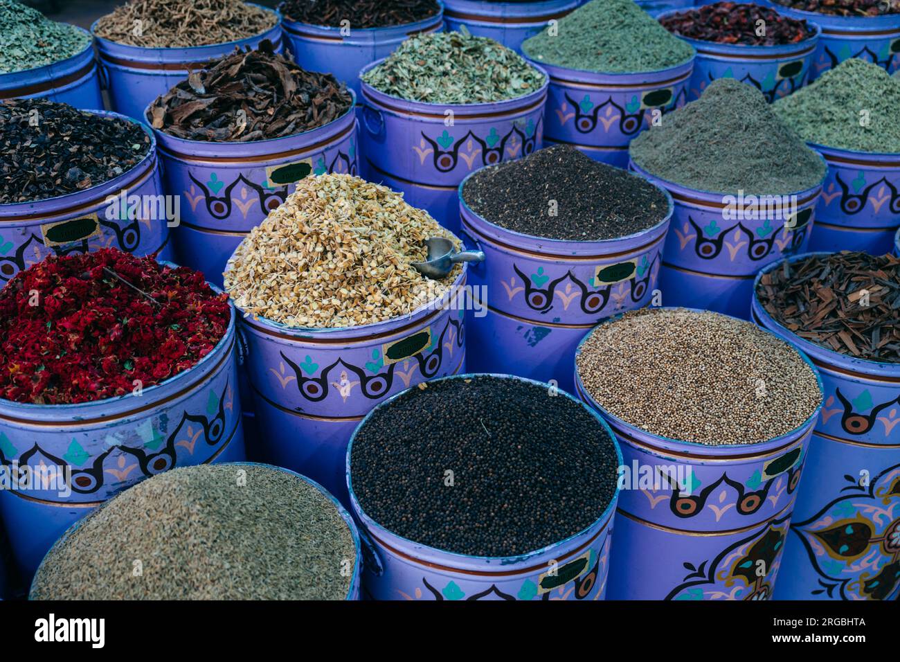 Traditional medina shops bazaar markets in Morocco  Stock Photo